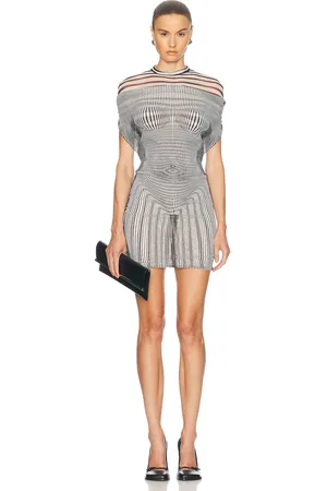 Jean Paul Gaultier Mariniere Body Morphing Short Dress in - Black,White. Size L (also in XS, S).
