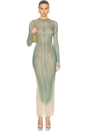Jean Paul Gaultier Spiral Long Dress in - Teal. Size L (also in XS, S).