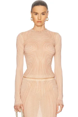 Jean Paul Gaultier Spiral Long Sleeve Top in - Blush. Size L (also in M, S, XS, XXS).