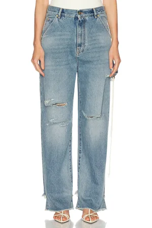 DARKPARK Lisa Chain Adorned Loose Fit Carpenter Straight Leg in - Blue. Size 24 (also in 26, 27, 28, 29, 30).
