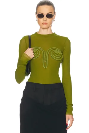 Jean Paul Gaultier Spiral Long Sleeve Top in - Green. Size L (also in M, S, XS).