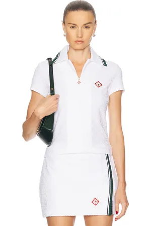 Casablanca Monogram Polo Top in - White. Size L (also in S, XS).