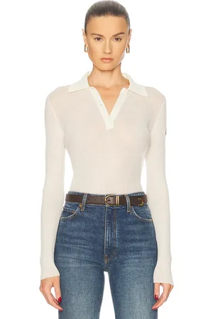 Moncler Long Sleeve Sheer Polo Top in - . Size L (also in M, S, XS).