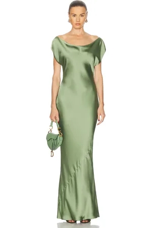 Norma Kamali Cap Sleeve Maria Gown in - Green. Size L (also in M, S, XS).