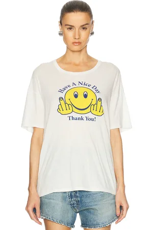 R13 Have A Nice Day Relaxed Tee in - Cream. Size L (also in M, S, XS).