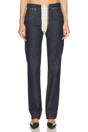 Jean Paul Gaultier Lacing Detail Straight Leg in - Blue. Size 24 (also in 25, 26, 27, 28, 29).