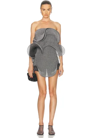 SID NEIGUM Italian Micro Mini Dress in - Metallic Silver. Size L (also in M, S, XS).
