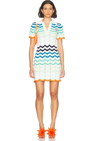 Casablanca Wavy Crochet Dress in - Blue. Size XS (also in ).