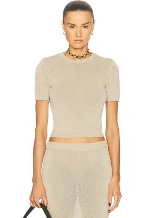 SER.O.YA Clare Knit Baby Tee in - Tan. Size M (also in ).