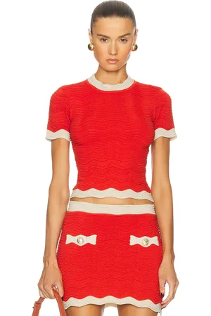Retrofete Iyla Knit Top in - Red. Size M (also in S, XL, XS).
