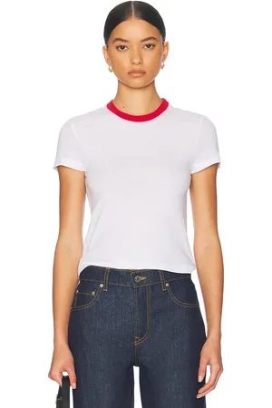 GRLFRND Crew Neck Short Sleeve Baby Tee in - White. Size L (also in M, S, XL, XS, XXS).