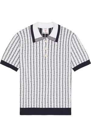 Casablanca Monogram Polo in - Blue. Size L (also in M, S, XL/1X).