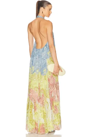 HEMANT AND NANDITA Fiza Long Dress in - Yellow,Blue. Size L (also in M, XL).