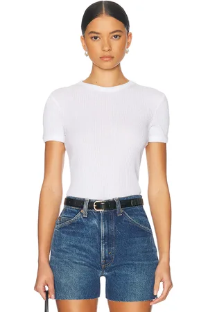 ENZA COSTA Pointelle Essential Short Sleeve Tee in - . Size L (also in M, S, XL, XS).