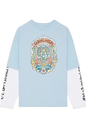 Casablanca Double Layer Printed Tee in - Baby Blue. Size L (also in M, S).