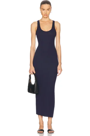 ENZA COSTA Stretch Silk Knit Maxi Tank Dress in - Navy. Size L (also in M, S, XS).