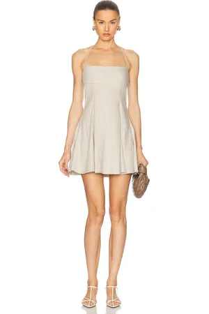 Staud Leone Linen Dress in - Beige. Size 0 (also in 2, 4, 6, 8).