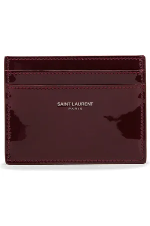 Saint Laurent Card Holder in - Burgundy. Size all.