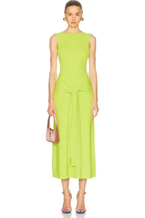 LAPOINTE Matte Viscose Waist Tie Dress in - Green. Size L (also in M).