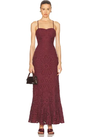 PATBO X Camila Coelho Crochet Dress in - Burgundy. Size L (also in M, S, XS).