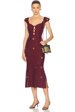 Mirror Palais Maria Midi Dress in - Wine. Size XS (also in ).