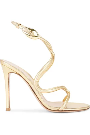 Gianvito Rossi Ankle Strap Sandal in - Metallic Gold. Size 36 (also in 37.5, 39.5, 40, 41).