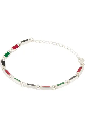 Maple Poncho Bracelet in Silver 925 Black Red & Green Resin - Metallic Silver. Size all.