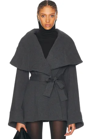Norma Kamali Shawl Collar Peplum Jacket in - Grey. Size M (also in S).