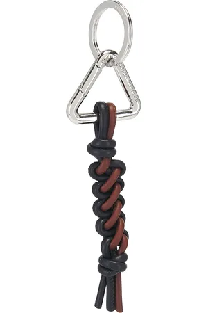 Bottega Veneta Scoubidou Key Ring Woven Nappa Bicolor in Space Sapele & Silver - Brown. Size all.