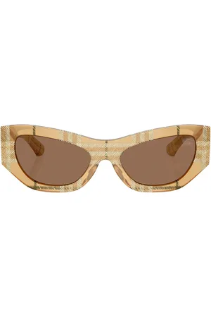 Burberry Check Cat Eye Sunglasses in - Beige. Size all.