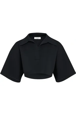 Alaïa Crop Polo Top in - Black. Size 38 (also in ).