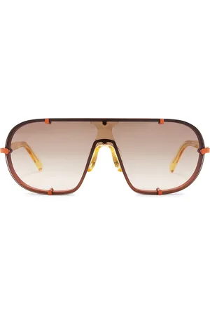 DRIES VAN NOTEN Shield Sunglasses in Rust Honey & Brown Gradient - Rust. Size all.