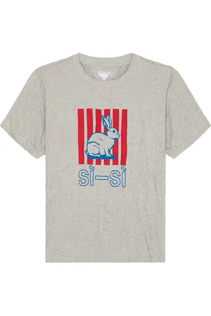 Bottega Veneta Crushed Sisi Print Jersey T-Shirt in - Grey. Size M (also in S, XL/1X).
