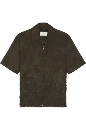 SONG FOR THE MUTE Zip Up Box Shirt in - Dark Green. Size 46 (also in 52).