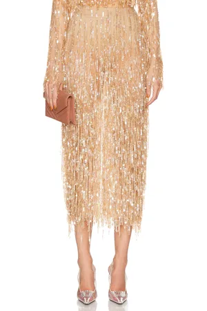 LAPOINTE Fringe Sequin Pencil Skirt in - Metallic Neutral. Size 0 (also in 2, 4).