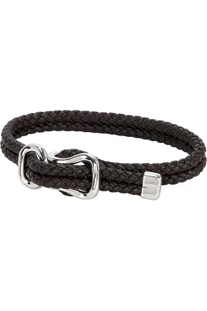 Bottega Veneta Nappa Sterling Silver Bracelet in - Brown. Size M (also in ).