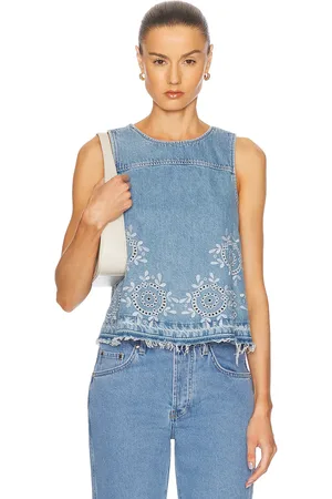 Ganni Denim Top in - Blue. Size 32 (also in 34, 36, 40).