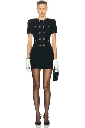 Self-Portrait Buttoned Knit Mini Dress in - . Size M (also in ).