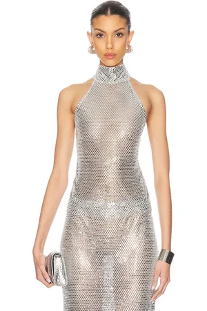Ilkyaz Ozel Angela Top in - Metallic Silver. Size 36 (also in ).