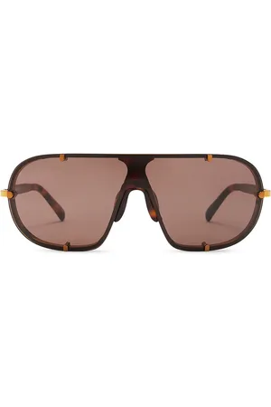 DRIES VAN NOTEN Shield Sunglasses in Old Gold T-Shell & Brown - Brown. Size all.