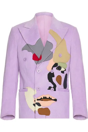 KIDSUPER STUDIOS Patchwork Face Corduroy Suit Top in - Lavender. Size L (also in M, S, XL).