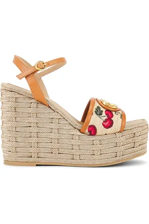 VALENTINO GARAVANI V Logo Signature Espadrilla Wedge in - Tan. Size 36 (also in 38, 40, 41).