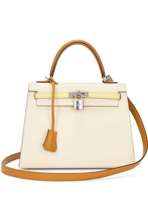 Hermès Epsom Kelly 25 Handbag in Nata Gold & Tricolor - Cream. Size all.