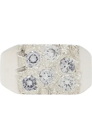 Bleue Burnham Rose Garden Signet in - Metallic Silver. Size R (also in T, V).