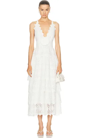 LOVESHACKFANCY Nevis Dress in - White. Size 8 (also in ).