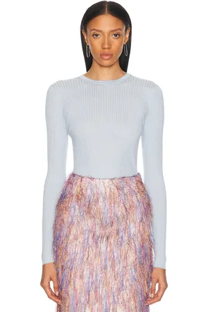 GABRIELA HEARST Browning Top in - Baby Blue. Size L (also in M, S, XS).