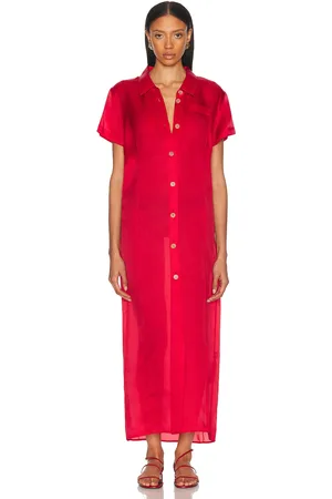 Khaite Effy Organza Dress in - Red. Size L (also in M, S).