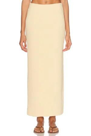 ENZA COSTA Boucle Knit Skirt in - Cream. Size L (also in XS, S, M).