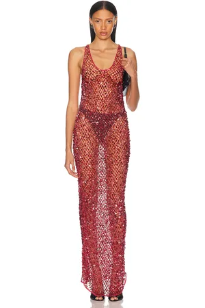 LAPOINTE Net Mesh Sequin Tank Gown in - Pink. Size 0 (also in 2, 4, 6).