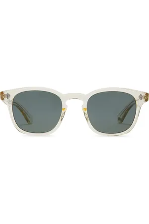 GARRETT LEIGHT Ace Sun in Pure Glass & Semi-Flat Blue Smoke in - White. Size all.